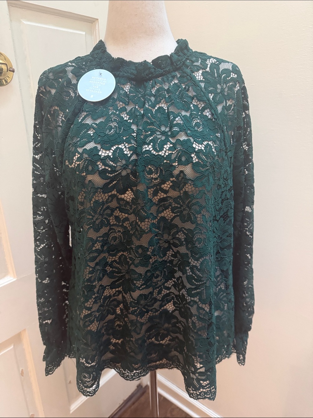 NWT Hill House The Millie Top Botanical Green Lace